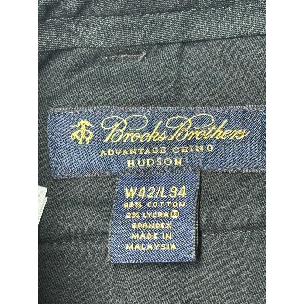 Brooks Brothers Advantage Chino Hudson Pants Grey Mens W42 L34 Stretch Cotton